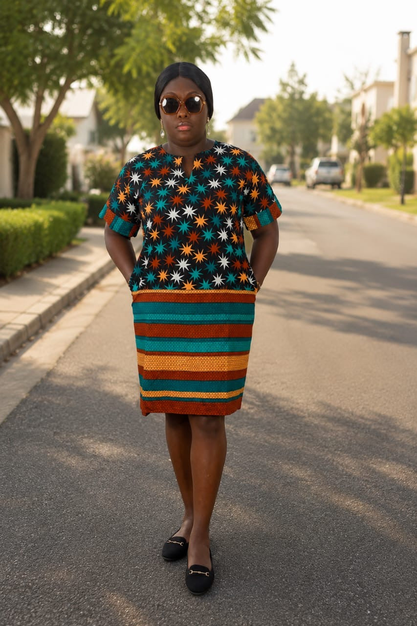 multicolour shift dress