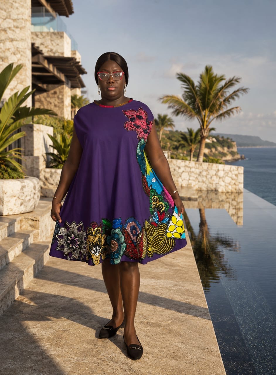 Royal patch dress (purple)