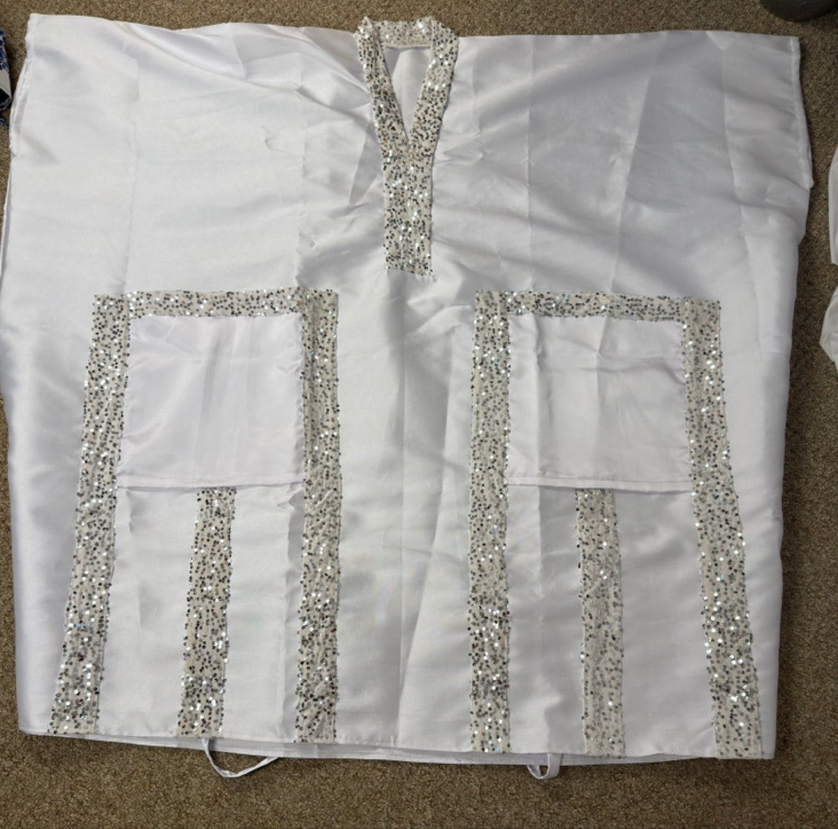Luxe drape boubou (white)- front view