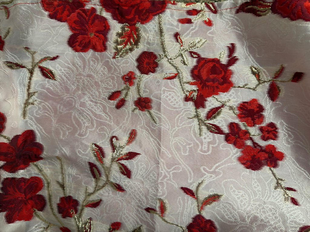 Ivory floral boubou- close view