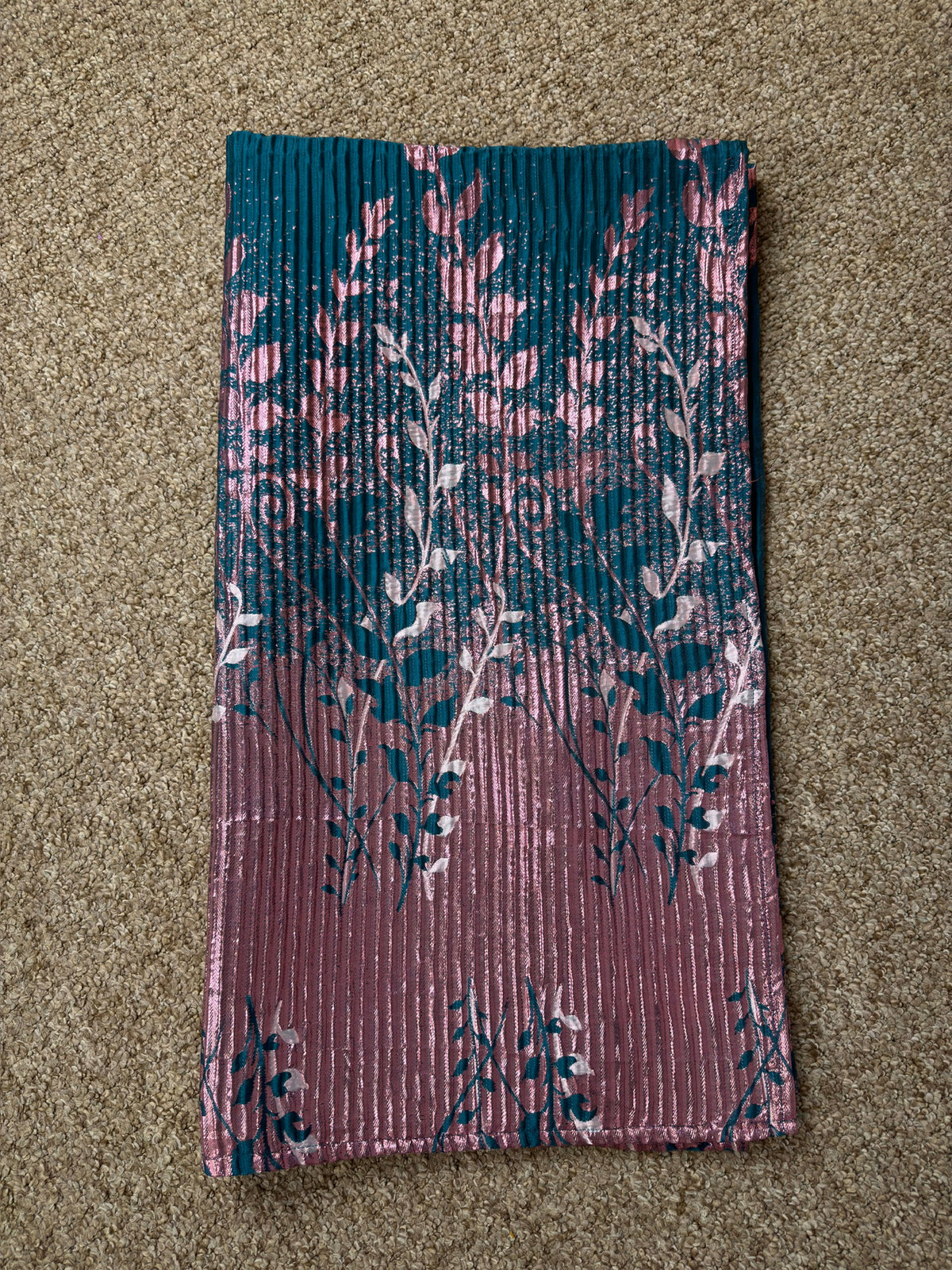 Autumn Bloom Kaftan (Teal and Pink)- head scarf