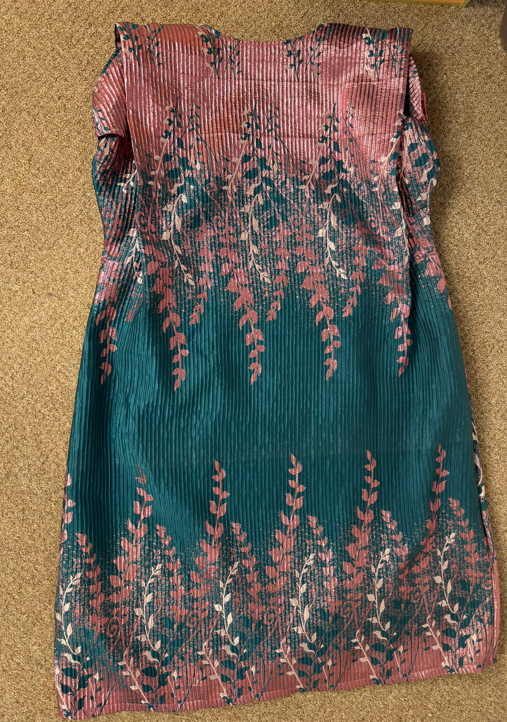 Autumn Bloom Kaftan (Teal and Pink)- back view