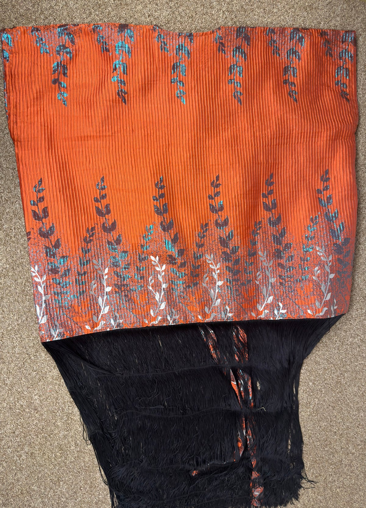 Fringe kaftan dress (orange and teal)- back view
