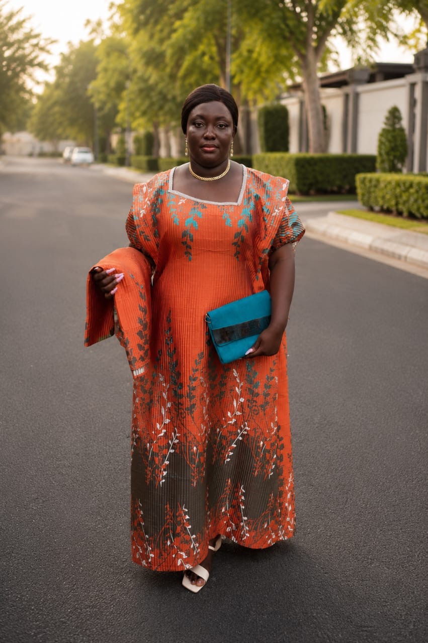 Autumn bloom kaftan (orange and teal)