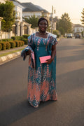 Autumn Bloom Kaftan (Teal and Pink)